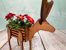 Load image into Gallery viewer, Artisan Wilhelmina Handmade Wooden Raindeer Poinsetta Planter