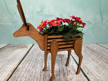 Load image into Gallery viewer, Artisan Wilhelmina Handmade Wooden Raindeer Poinsetta Planter