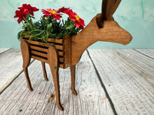 Load image into Gallery viewer, Artisan Wilhelmina Handmade Wooden Raindeer Poinsetta Planter