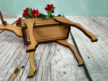 Load image into Gallery viewer, Artisan Wilhelmina Handmade Wooden Raindeer Poinsetta Planter