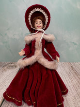 Load image into Gallery viewer, Dollhouse Miniature ~ Artisan Handmade Porcelain Woman Doll In Red Winter Jacket Outfit