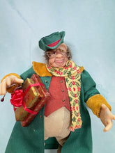 Load image into Gallery viewer, Dollhouse Miniature  ~ Artisan Handmade Hand Sculpted Old Man Holding Christmas Presents