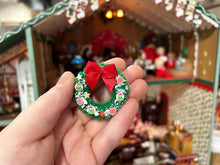 Load image into Gallery viewer, Holiday Christmas Wreath with Green Furry Grouchy Christmas Character Charms & Red Bow