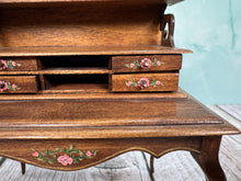 Load image into Gallery viewer, Vintage Artisan EL 1986 Signed Handmade OOAK Desk With Hand Painted Flowers