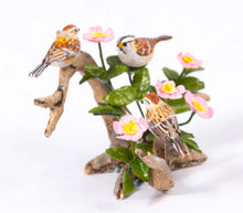 Load image into Gallery viewer, Mary McGrath Sculpted Trio of Birds On Branches with Flowers