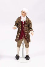 Load image into Gallery viewer, Colonial 18th Century Doll Couple in Pink & Light Brown Colored Clothing Artisan Made Debra Hammond