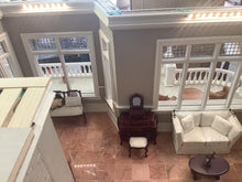 Load image into Gallery viewer, Large White Dollhouse By Jimmy Landers With Furniture And Landscaping