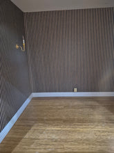 Load image into Gallery viewer, Handmade Living Room RoomBox with Wall Sconces and Striped Wallpaper