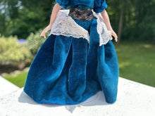 Load image into Gallery viewer, Dollhouse Miniature ~ Artisan Handmade Gone with the Wind Scarlett O'Hara Porcelain Lady Doll in Blue Dress & Necklace