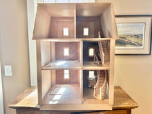 Load image into Gallery viewer, Yellow Painted Dollhouse ~ 6 Room With Curved Staircase