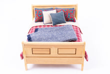 Load image into Gallery viewer, 4 Piece Oak Bedroom Set with Blue &amp; Red Linens
