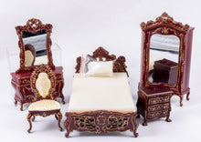 Load image into Gallery viewer, 6 Piece Bespaq Mahogany and Gold Trimmed Bedroom Set
