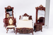 Load image into Gallery viewer, 6 Piece Bespaq Mahogany and Gold Trimmed Bedroom Set
