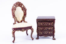 Load image into Gallery viewer, 6 Piece Bespaq Mahogany and Gold Trimmed Bedroom Set
