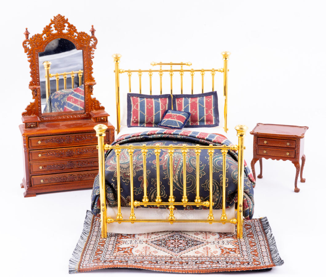 4 Piece Bedroom Set with Brass Bed and Bespaq Furniture