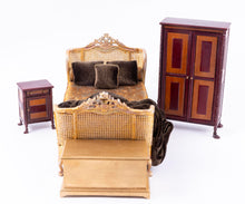 Load image into Gallery viewer, 4 Piece Bedroom Set with Gold Painted Bed
