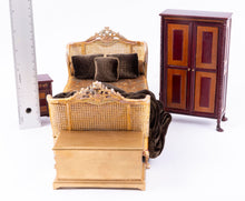 Load image into Gallery viewer, 4 Piece Bedroom Set with Gold Painted Bed
