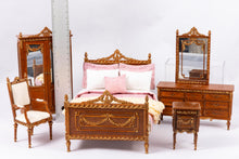 Load image into Gallery viewer, 6 Piece Pecan Wood &amp; Gold Trimmed Bedroom Set
