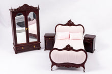 Load image into Gallery viewer, 4 Piece Dark Mahogany Bedroom Set with Pink Bed

