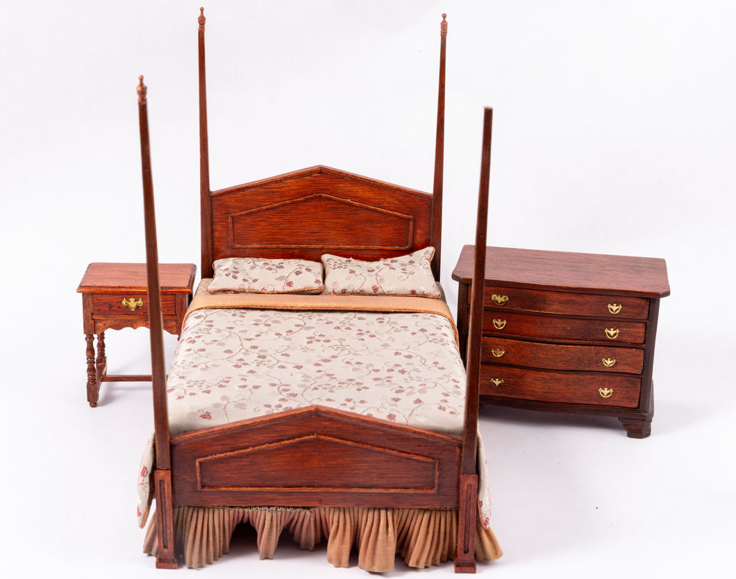 ON SALE 3 Piece Cherry Bedroom Set with Four Poster Bed