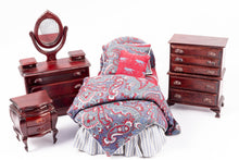 Load image into Gallery viewer, 4 Piece Bedroom Set with Red &amp; Blue Linens
