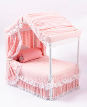 Load image into Gallery viewer, Pink &amp; White Gingham Double Canopy Bed
