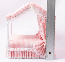 Load image into Gallery viewer, Pink &amp; White Gingham Double Canopy Bed
