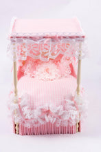 Load image into Gallery viewer, Ruffled Lace Pink &amp; White Gingham Canopy Bed
