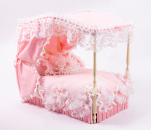 Load image into Gallery viewer, Ruffled Lace Pink &amp; White Gingham Canopy Bed
