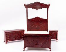 Load image into Gallery viewer, 3 Piece Red Mahogany Canopy Bedroom Set
