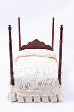 Load image into Gallery viewer, Mahogany Four Poster Bed with White Lace Linens
