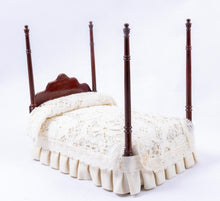 Load image into Gallery viewer, Mahogany Four Poster Bed with White Lace Linens
