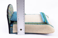 Load image into Gallery viewer, Blue &amp; Green Floral Double Bed with Throw Pillows
