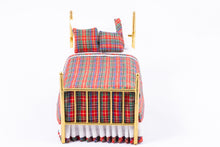 Load image into Gallery viewer, Red &amp; Green Plaid Twin Brass Bed
