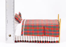 Load image into Gallery viewer, Red &amp; Green Plaid Twin Brass Bed
