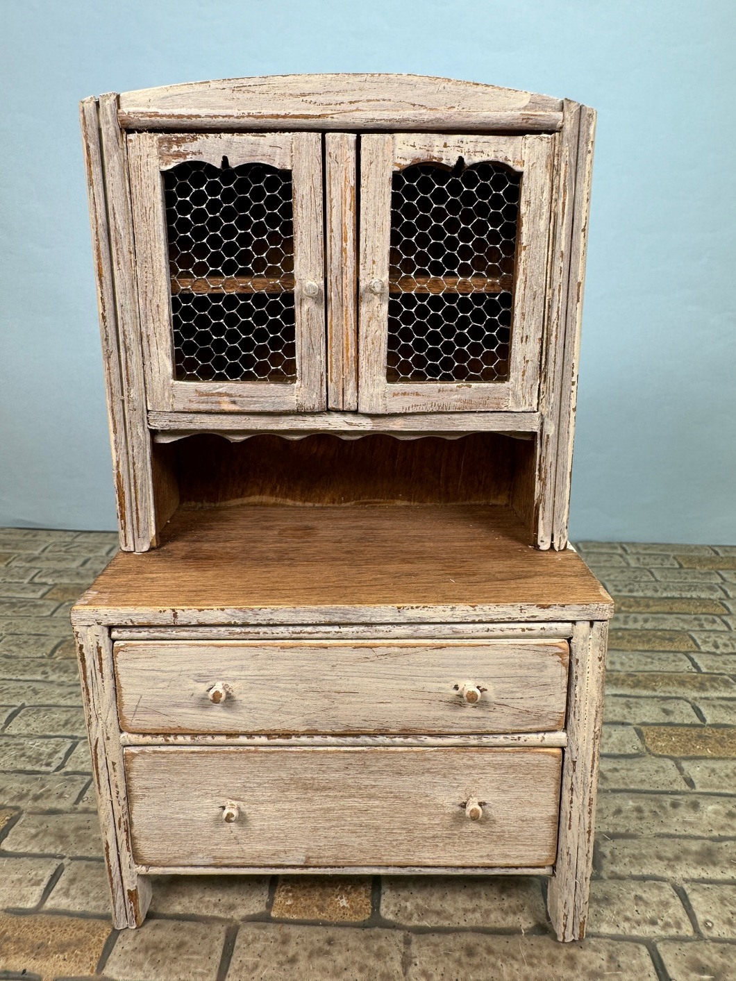 Artisan Fred Cobbs Signed Kitchen Hutch Wire Doors