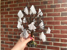 Load image into Gallery viewer, Halloween Tree with White Ghosts Hanging on Branches
