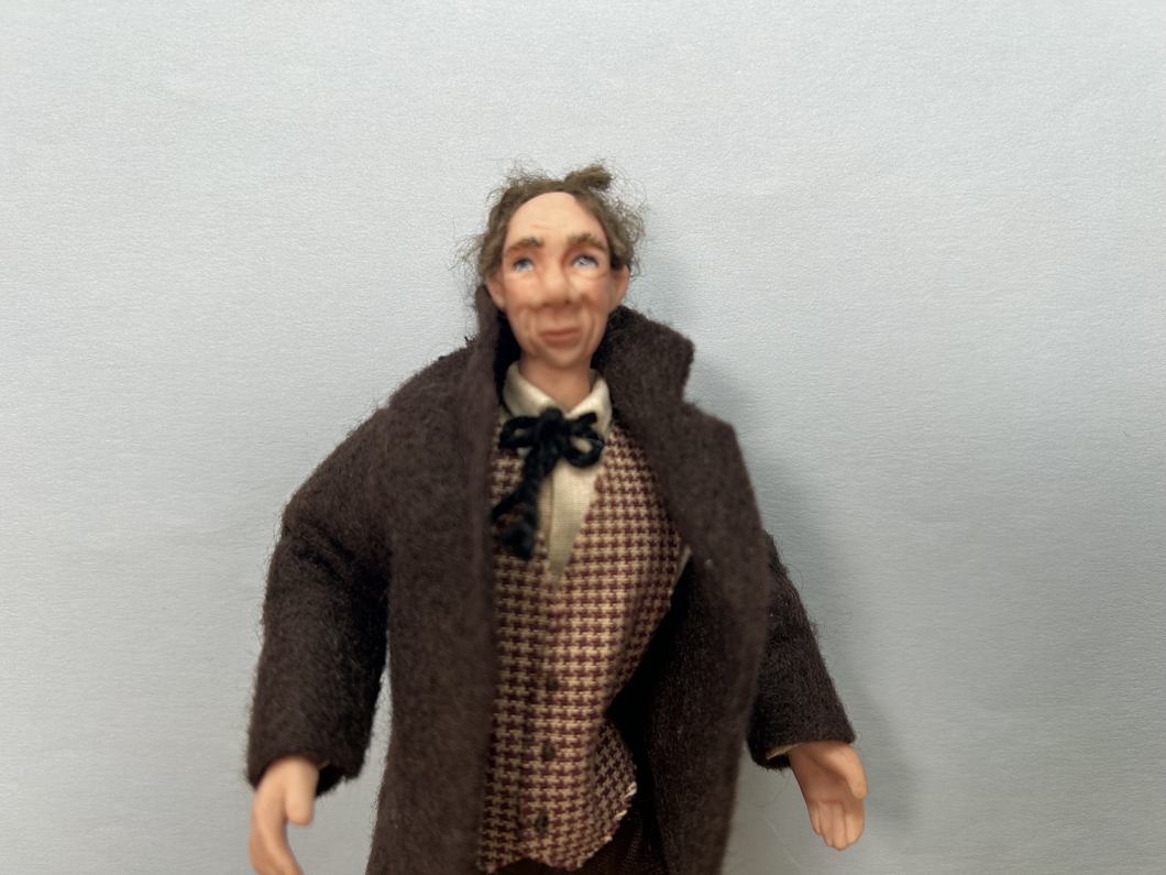 Sculpted Gentleman Doll in Brown Coat and Trousers