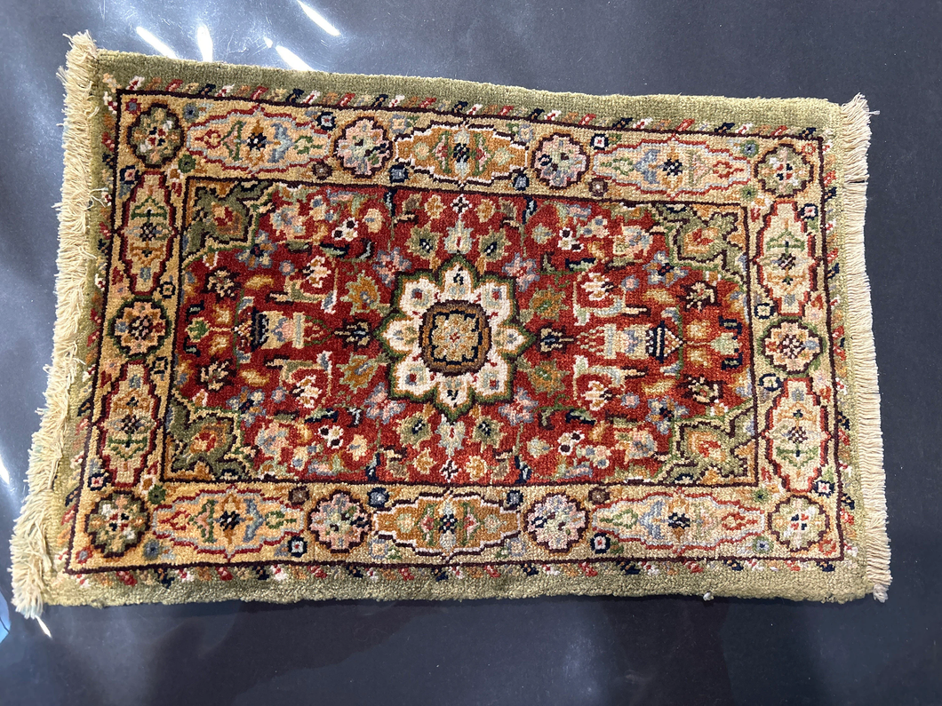 Barry Dawson Carpet in Green with Burnt Reds 6 1/2