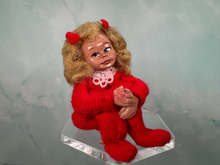 Load image into Gallery viewer, Vintage Artisan Handmade Handpainted OOAK Little Girl Doll In Pajamas With Bows In Hair
