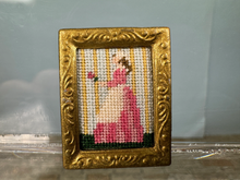Load image into Gallery viewer, Artist Handmade Needlepoint Woman In Gold Picture Frame
