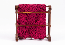 Load image into Gallery viewer, Wooden Quilt Rack with Burgundy Afghan

