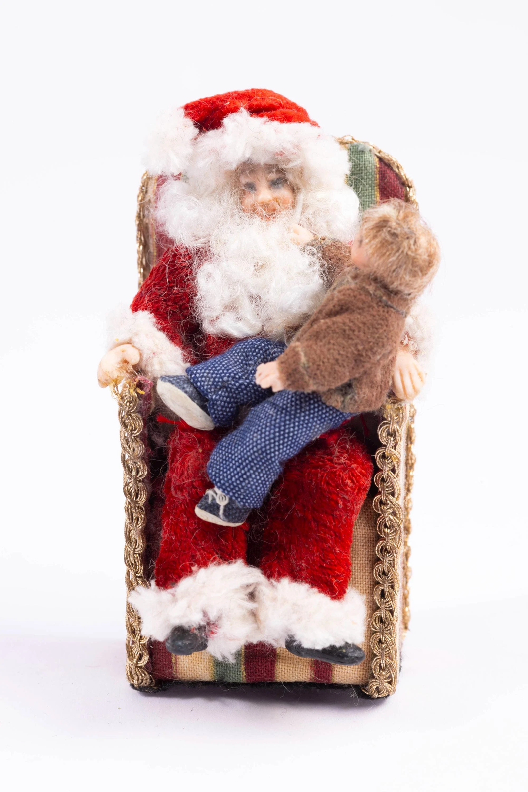 Santa Claus Doll with Child on His Lap in Chair