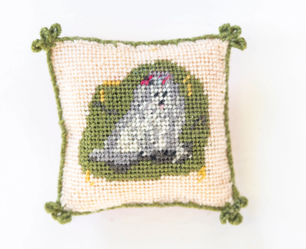 Needlepoint Pillow with Dog - Ursula Sauerberg Estate