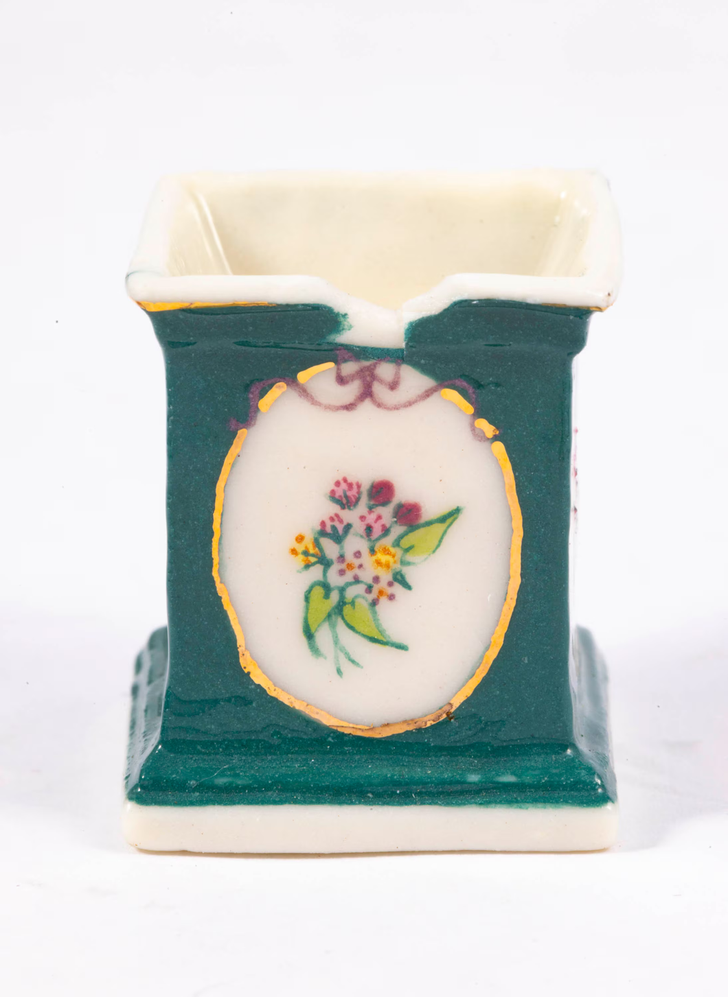 Ron Benson Green Square Floral Planter with Chip - On Sale