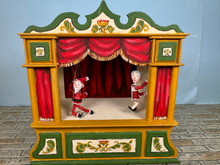 Load image into Gallery viewer, Artisan Jim Ganz 1987 Handmade Christmas Puppet Theatre Hand Painted Mr &amp; Mrs Claus
