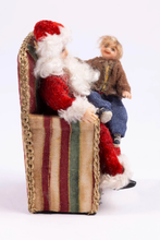 Load image into Gallery viewer, Santa Claus Doll with Child on His Lap in Chair
