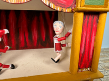 Load image into Gallery viewer, Artisan Jim Ganz 1987 Handmade Christmas Puppet Theatre Hand Painted Mr &amp; Mrs Claus
