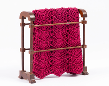 Load image into Gallery viewer, Wooden Quilt Rack with Burgundy Afghan

