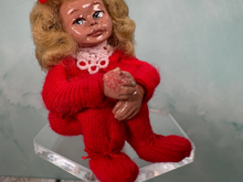 Load image into Gallery viewer, Vintage Artisan Handmade Handpainted OOAK Little Girl Doll In Pajamas With Bows In Hair
